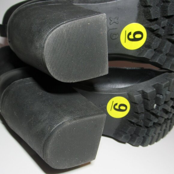 XOXO Black Lace-Up Ankle Boots Size 9 Worn Once Combat Pleather & Fabric Claudia - Picture 13 of 15